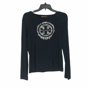 Tory Burch Women's Long Sleeve Graphic Shirt Black